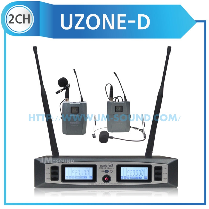 UZONE-D /핀마이크+헤드마이크(블랙)900MHz,PLL-48CH,가변형,배터리잔량표시,2채널,충전기별도구매